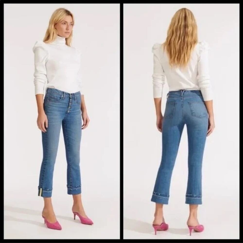 Veronica Beard Carolyn High Rise Baby Boot Cuffed Button Fly Jeans Size 27